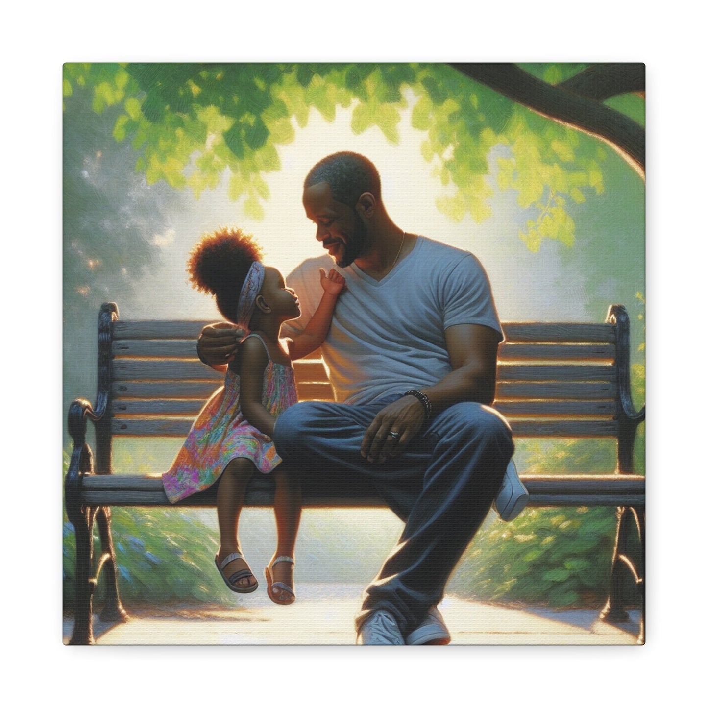 "Serene Father-Daughter Connection Painting" - Canvas - Authentic4Us