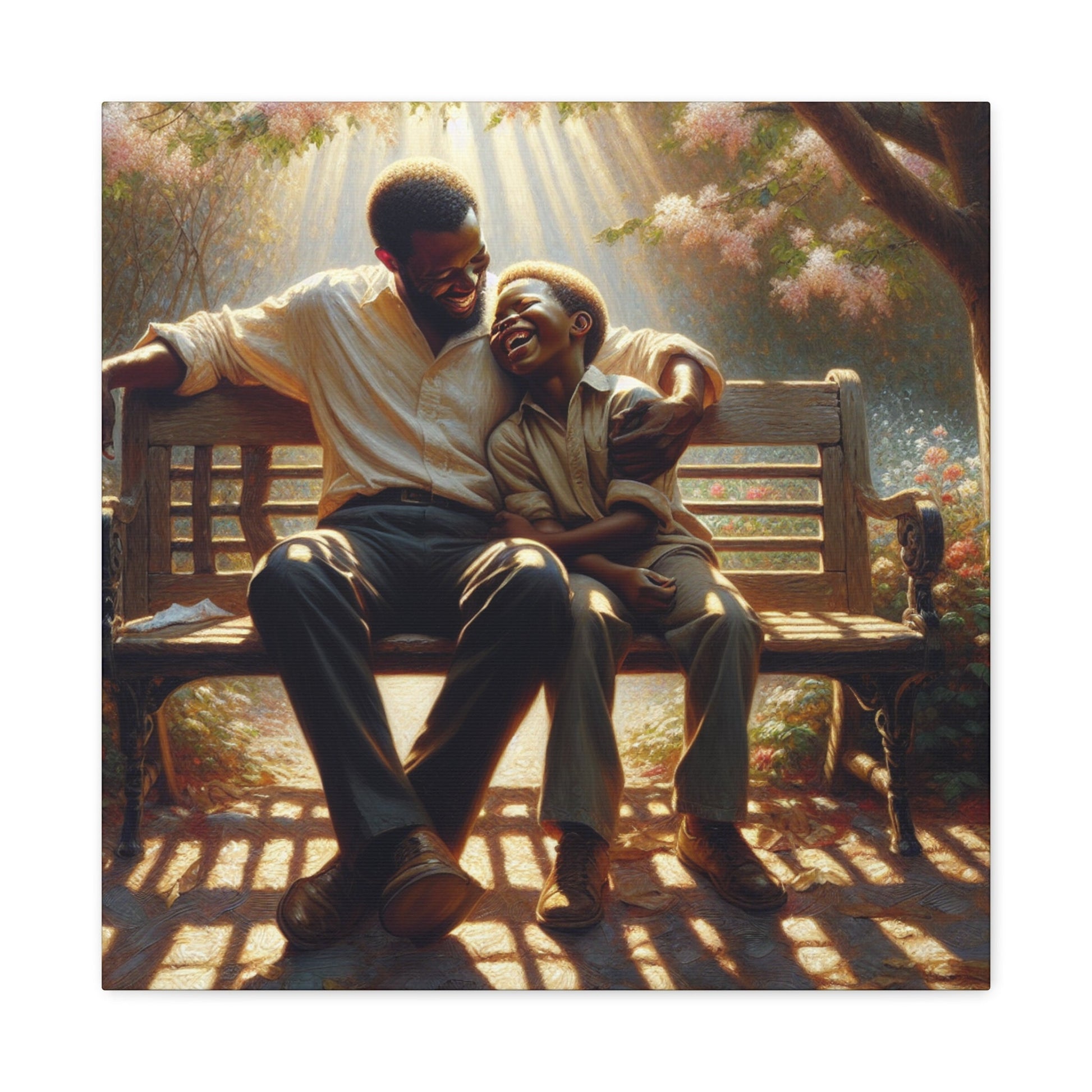 "Serene Father-Son Bonding at Park" - Canvas - Authentic4Us