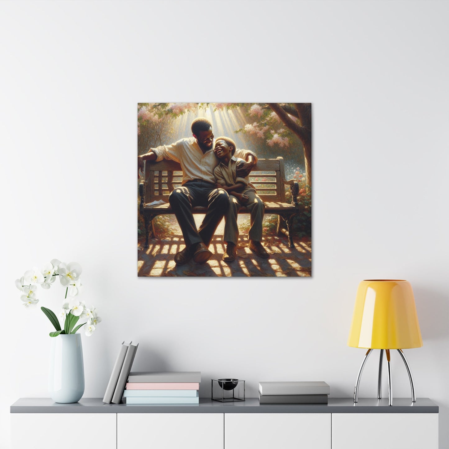 "Serene Father-Son Bonding at Park" - Canvas - Authentic4Us