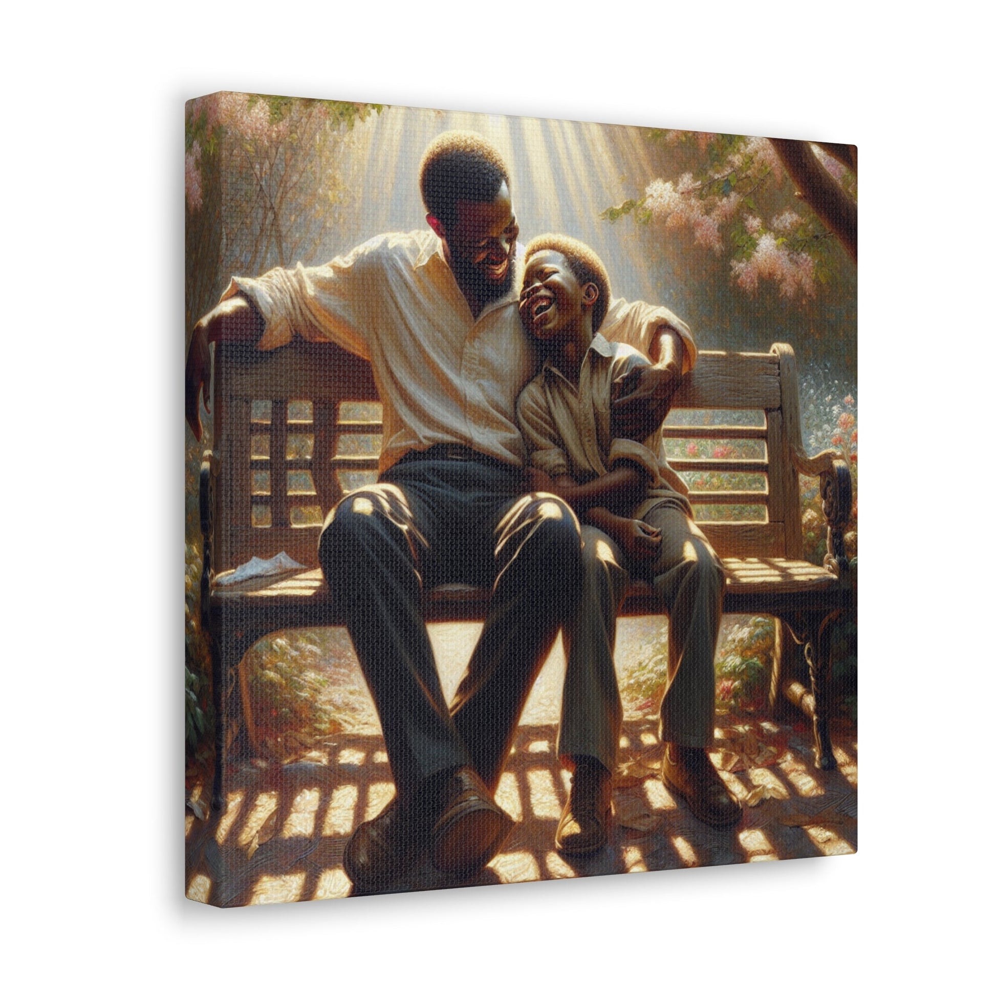 "Serene Father-Son Bonding at Park" - Canvas - Authentic4Us