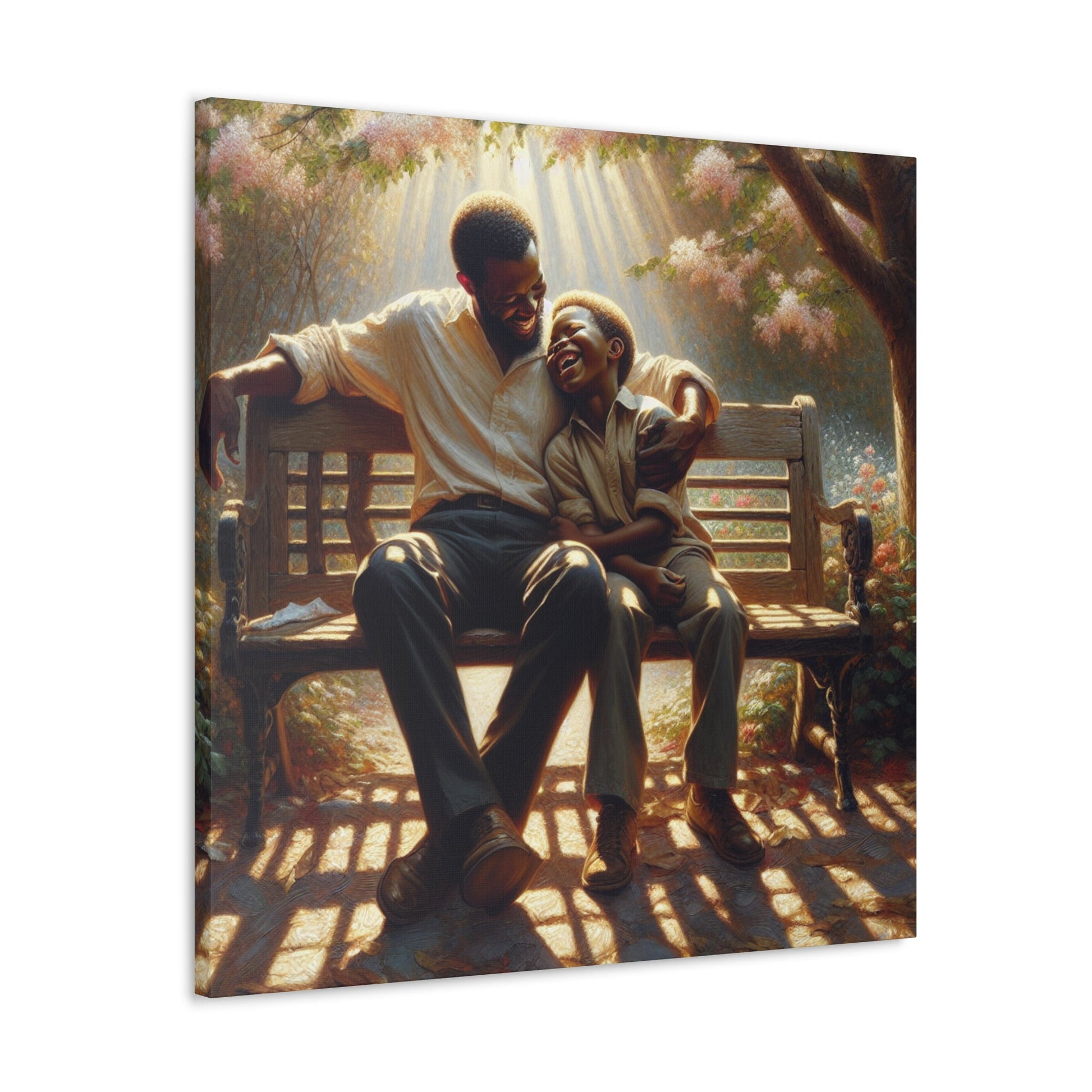 "Serene Father-Son Bonding at Park" - Canvas - Authentic4Us