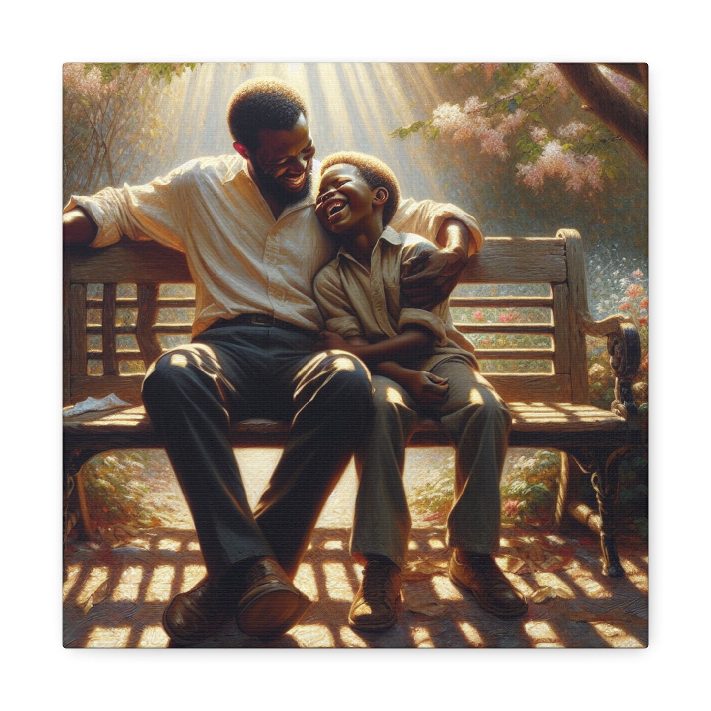 "Serene Father-Son Bonding at Park" - Canvas - Authentic4Us