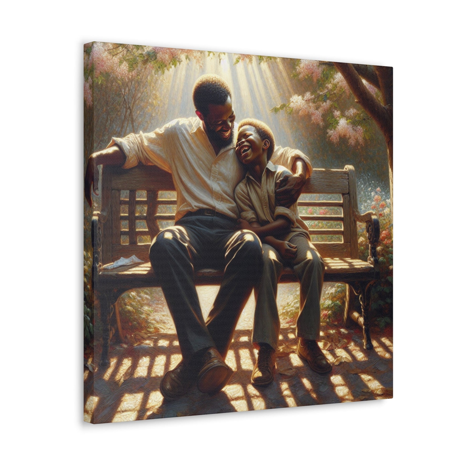 "Serene Father-Son Bonding at Park" - Canvas - Authentic4Us