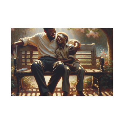 "Serene Father-Son Bonding at Park" - Canvas - Authentic4Us