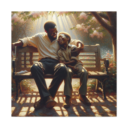 "Serene Father-Son Bonding at Park" - Canvas - Authentic4Us