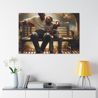 "Serene Father-Son Bonding at Park" - Canvas - Authentic4Us