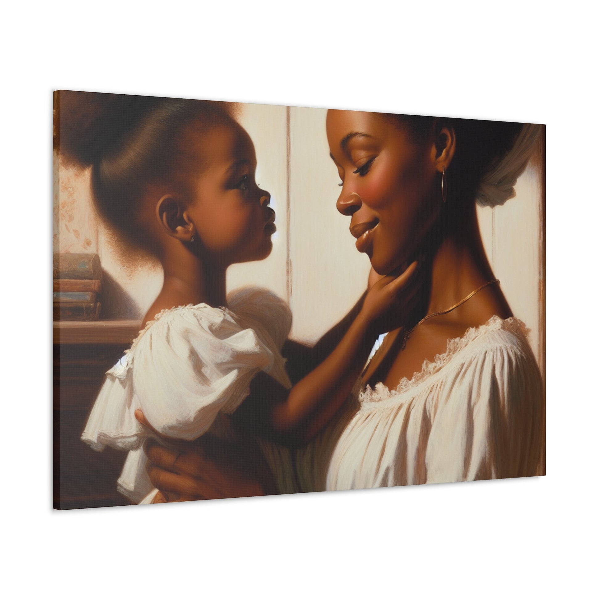 "Serenity in White: A Mother-Daughter Bond" - Canvas - Authentic4Us