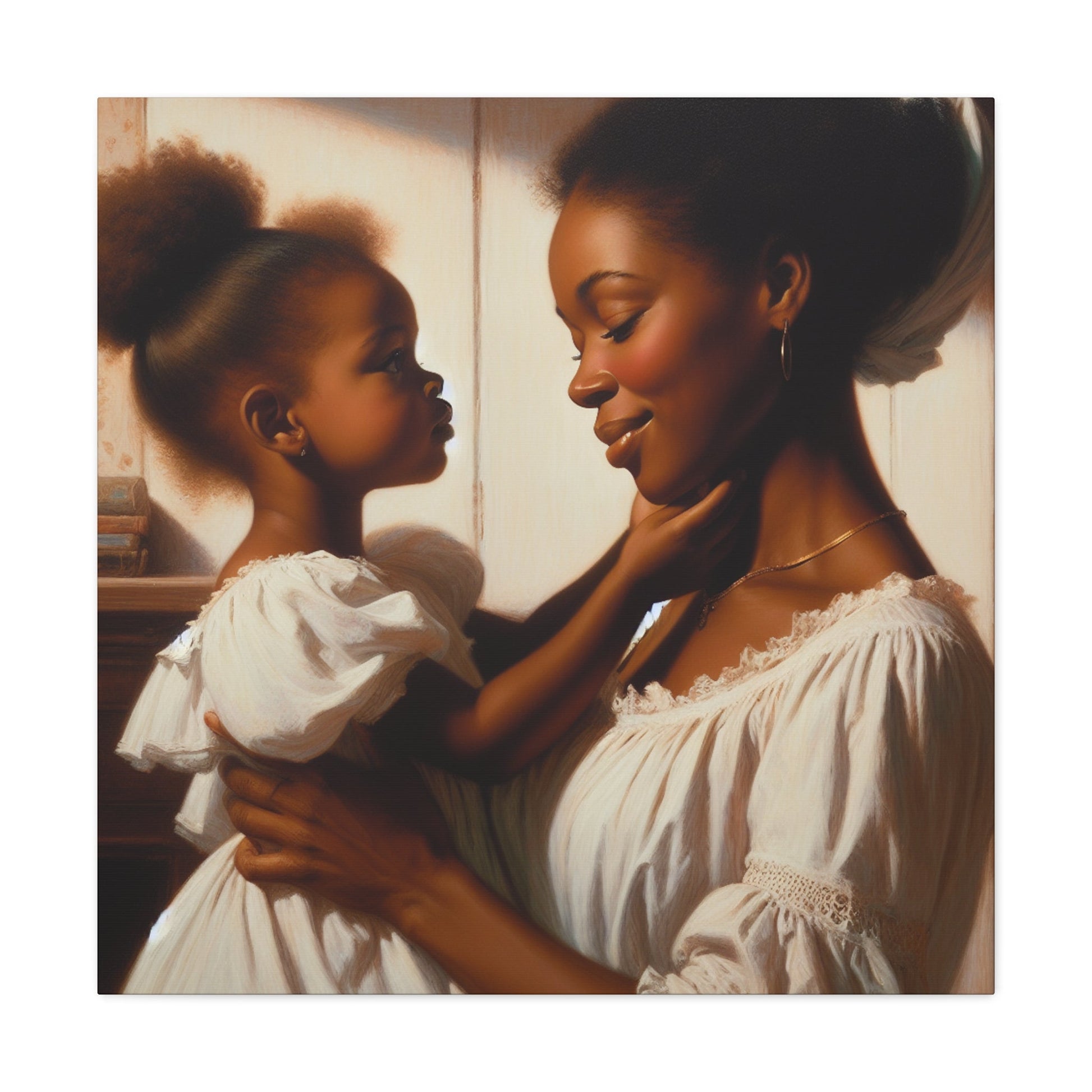 "Serenity in White: A Mother-Daughter Bond" - Canvas - Authentic4Us