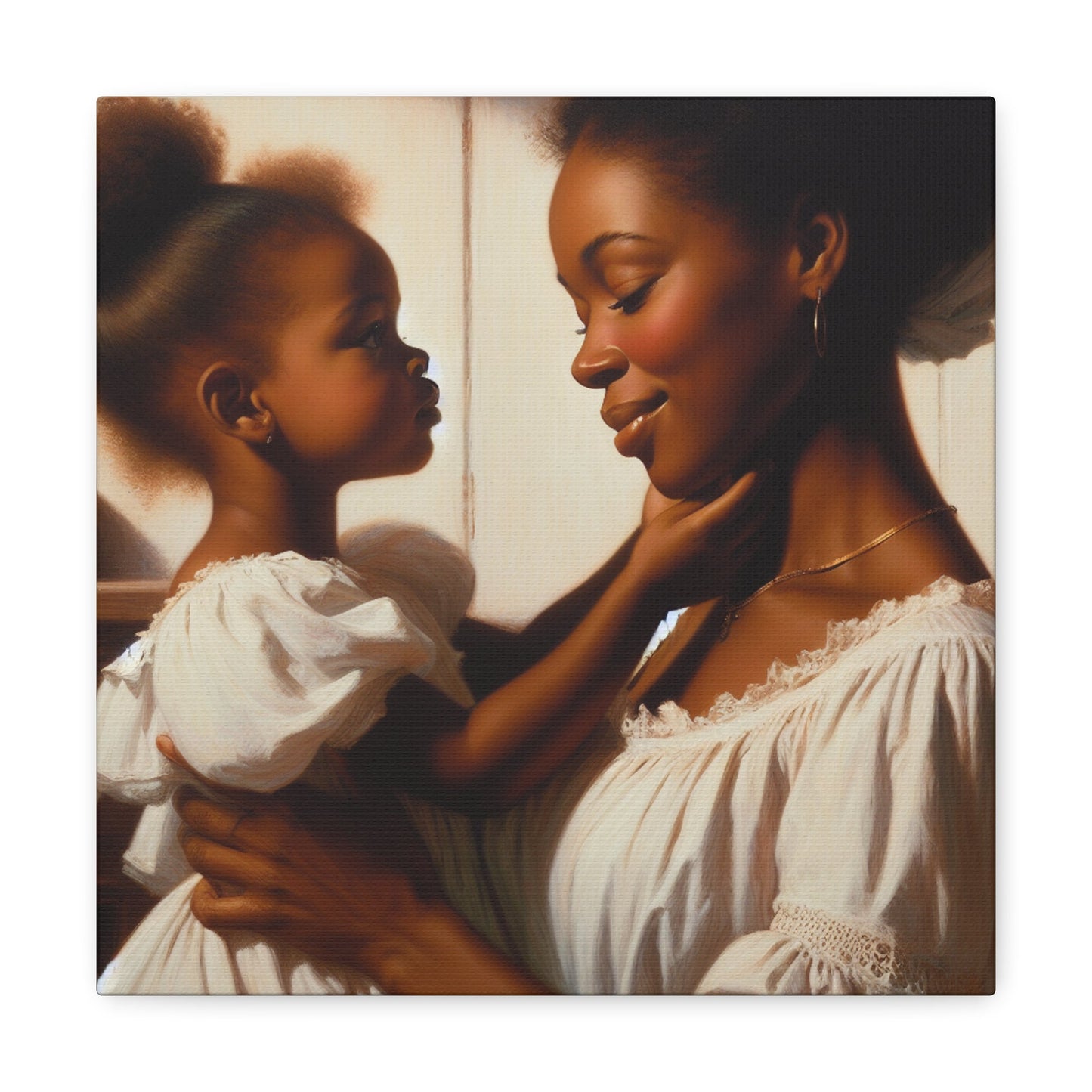 "Serenity in White: A Mother-Daughter Bond" - Canvas - Authentic4Us