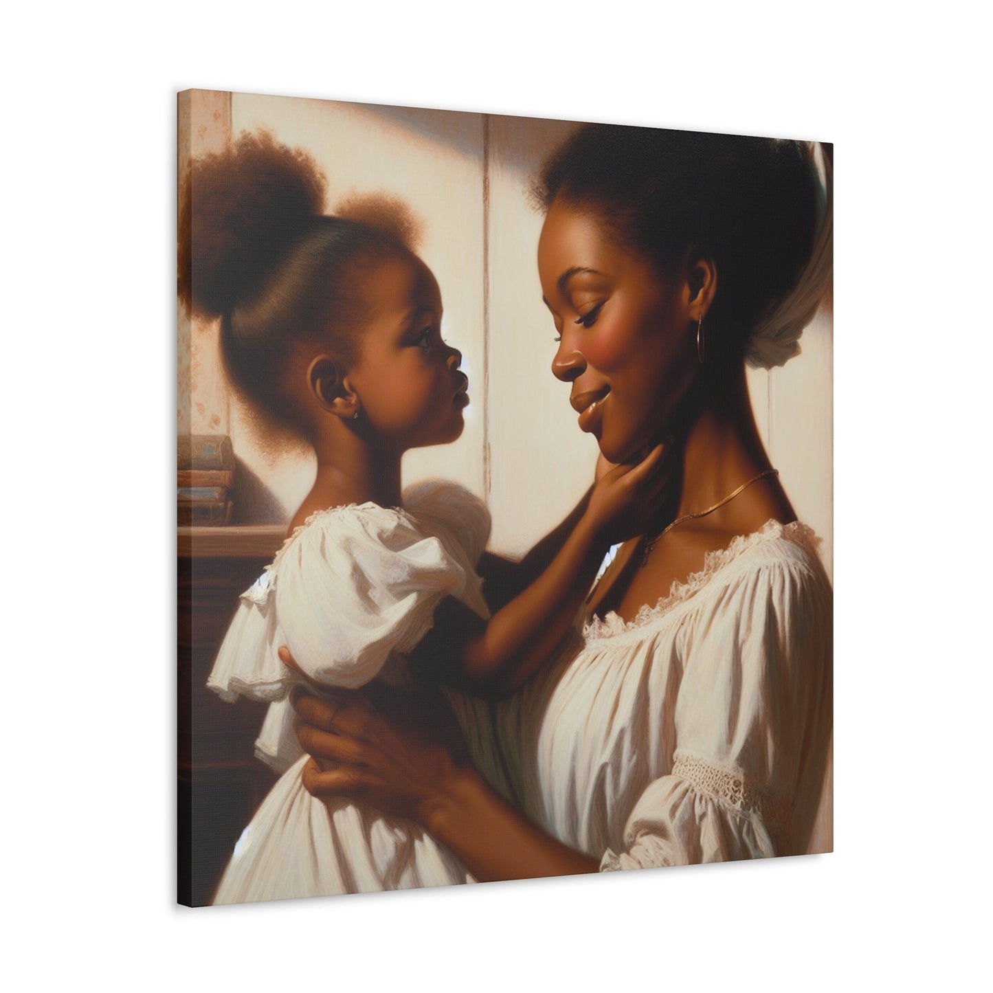 "Serenity in White: A Mother-Daughter Bond" - Canvas - Authentic4Us