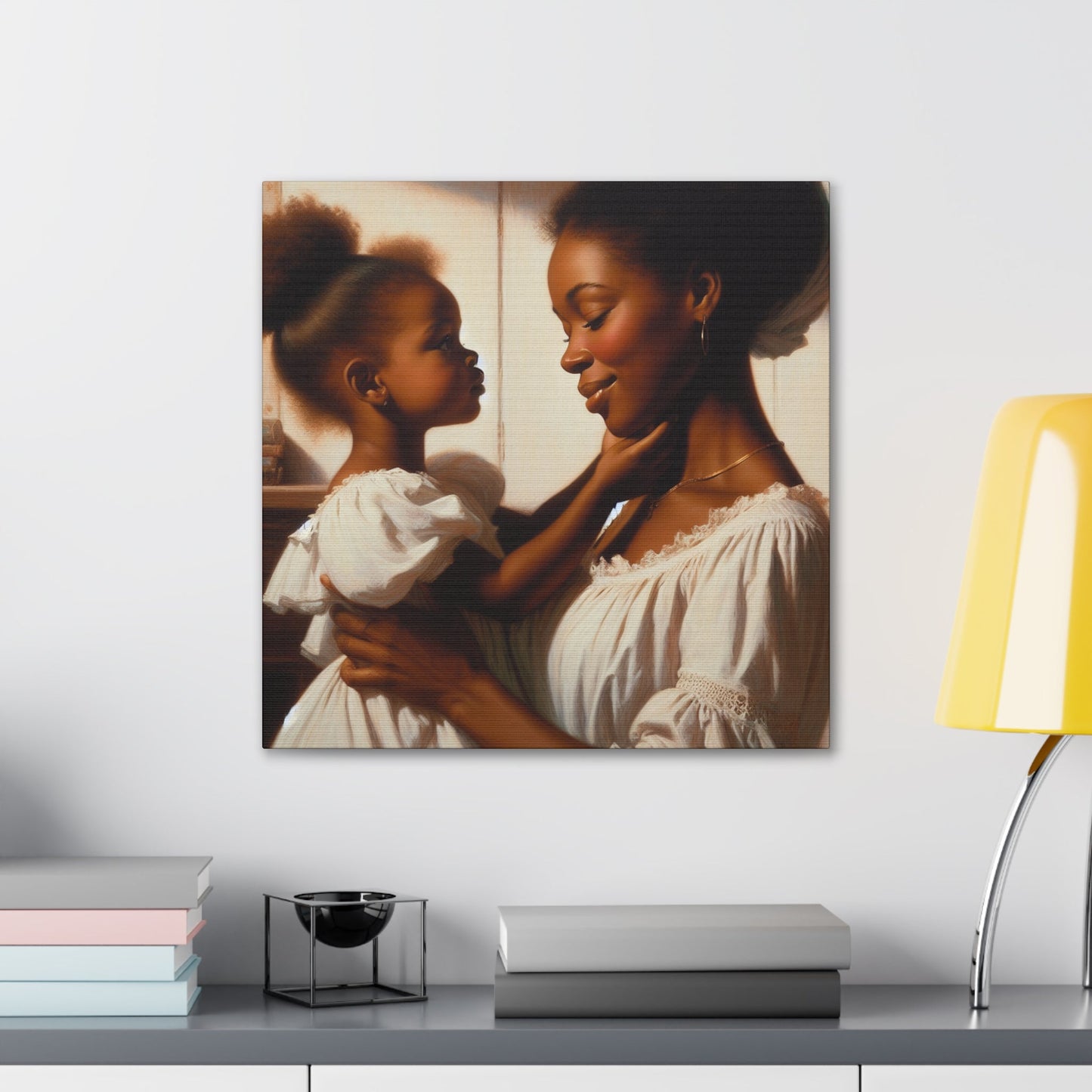 "Serenity in White: A Mother-Daughter Bond" - Canvas - Authentic4Us