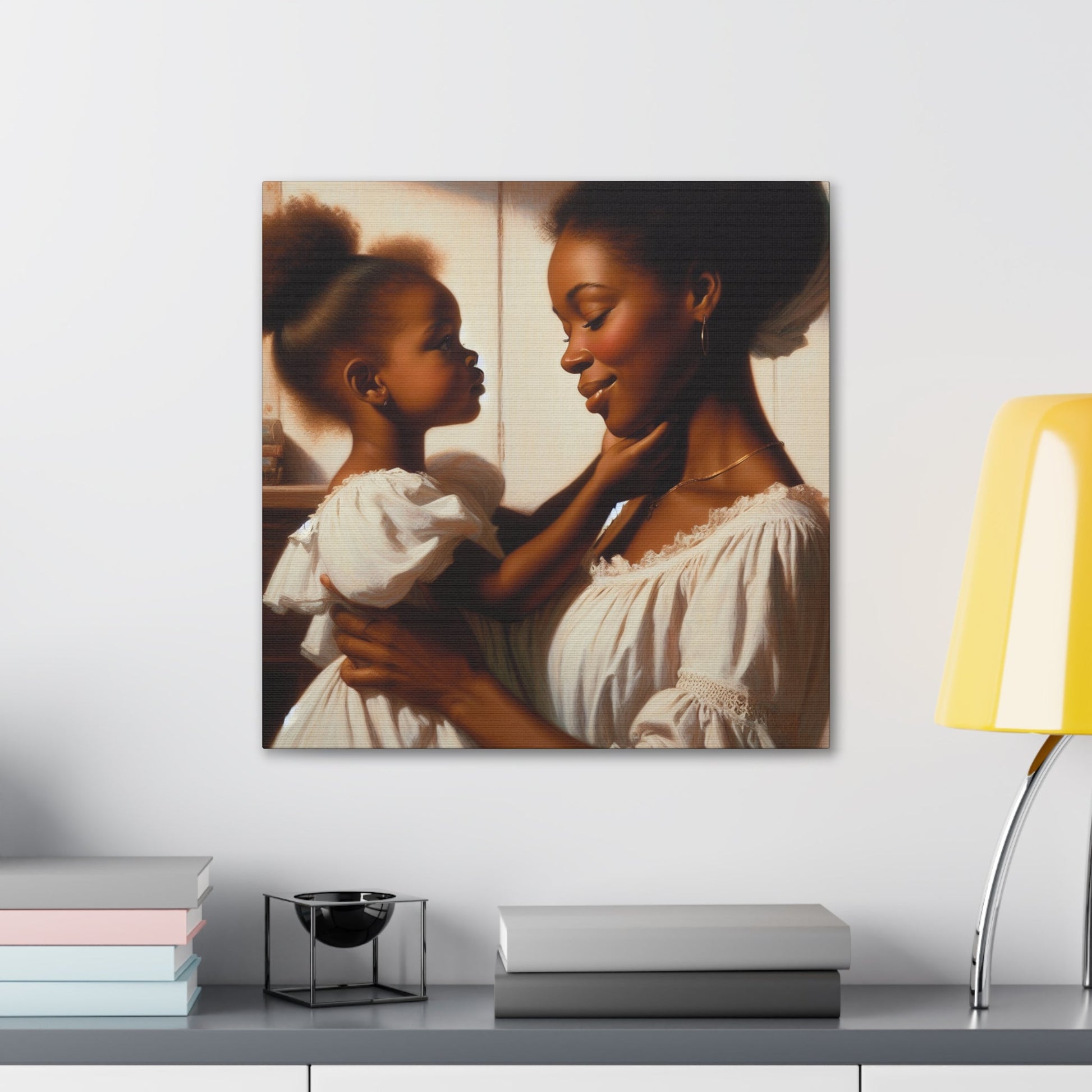 "Serenity in White: A Mother-Daughter Bond" - Canvas - Authentic4Us