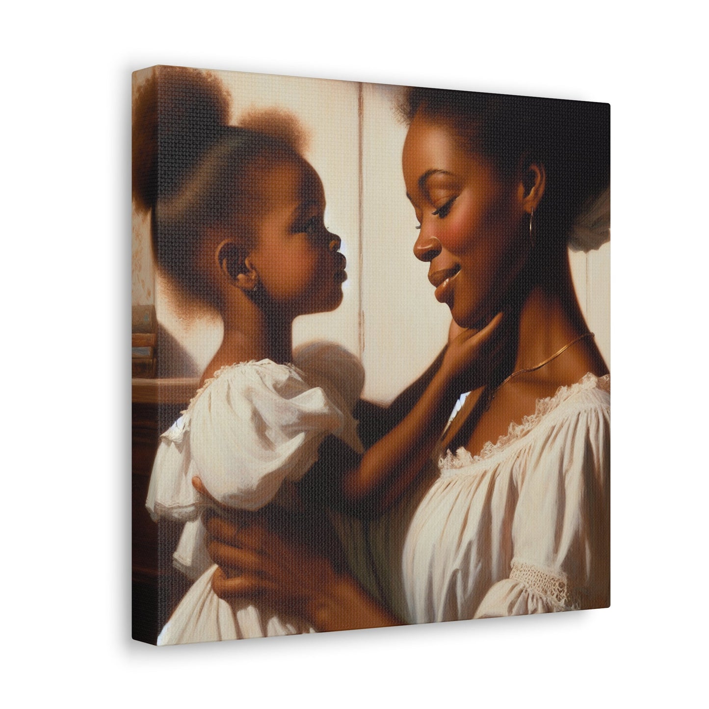 "Serenity in White: A Mother-Daughter Bond" - Canvas - Authentic4Us