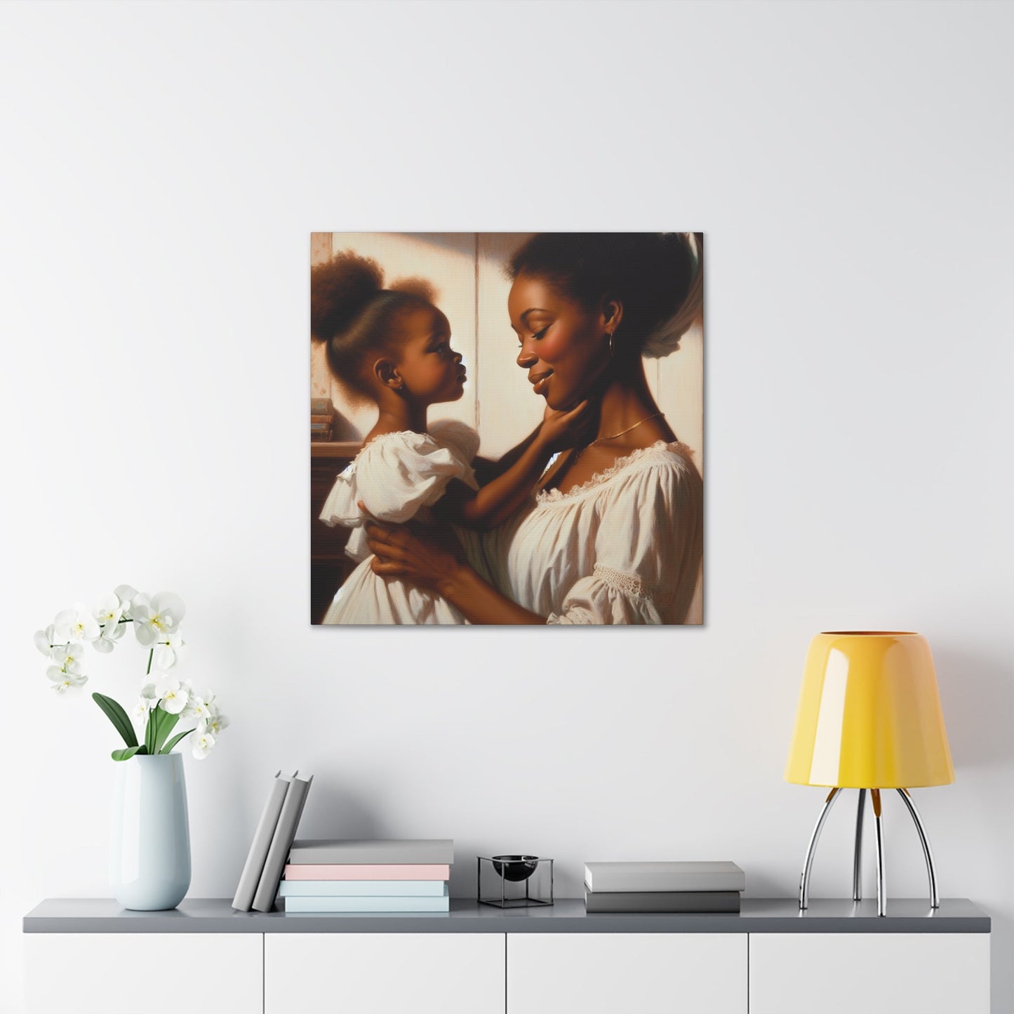 "Serenity in White: A Mother-Daughter Bond" - Canvas - Authentic4Us