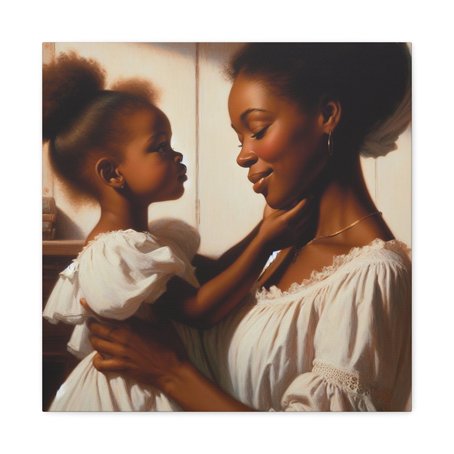 "Serenity in White: A Mother-Daughter Bond" - Canvas - Authentic4Us