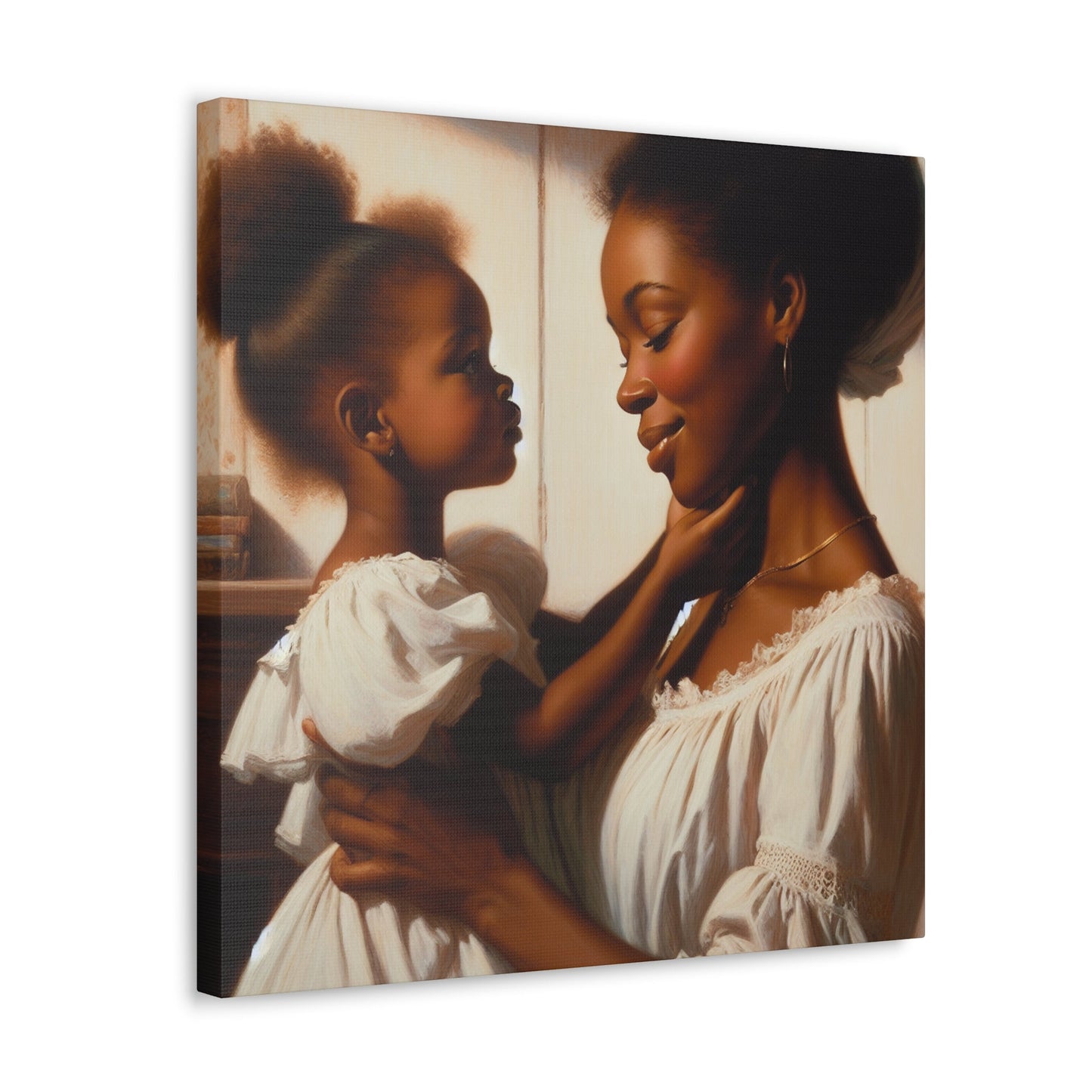 "Serenity in White: A Mother-Daughter Bond" - Canvas - Authentic4Us