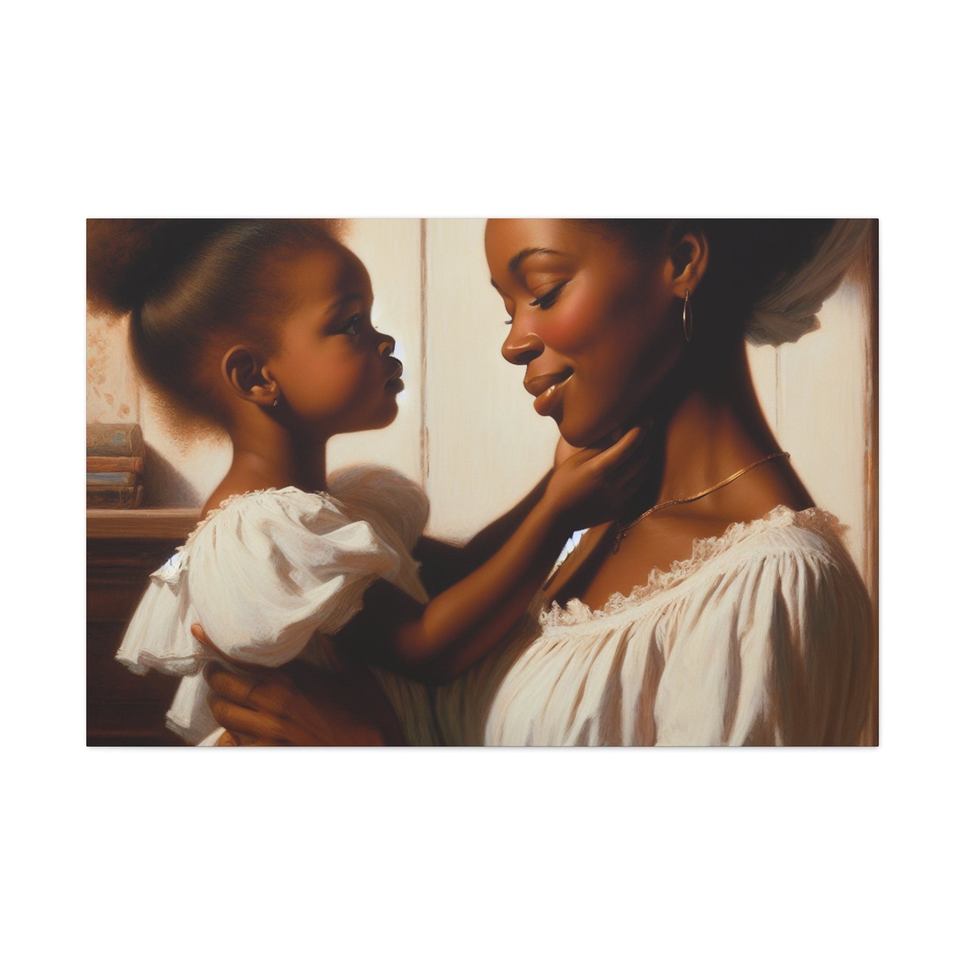 "Serenity in White: A Mother-Daughter Bond" - Canvas - Authentic4Us