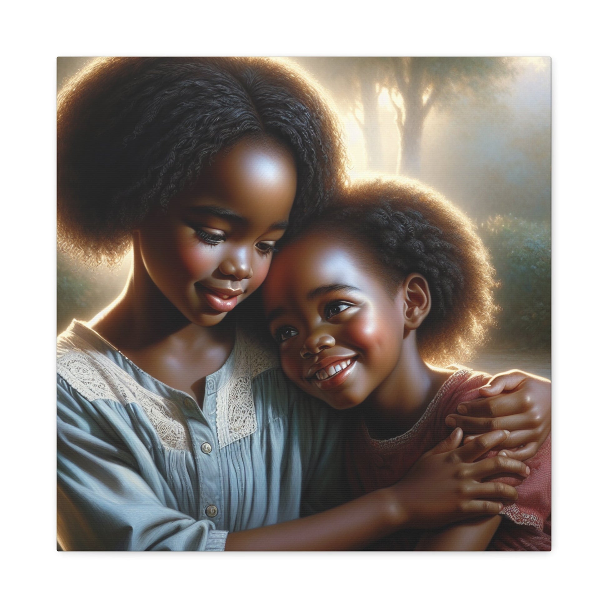 "Siblings Embracing: A Warm, Serene Affection" - Canvas - Authentic4Us