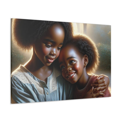 "Siblings Embracing: A Warm, Serene Affection" - Canvas - Authentic4Us