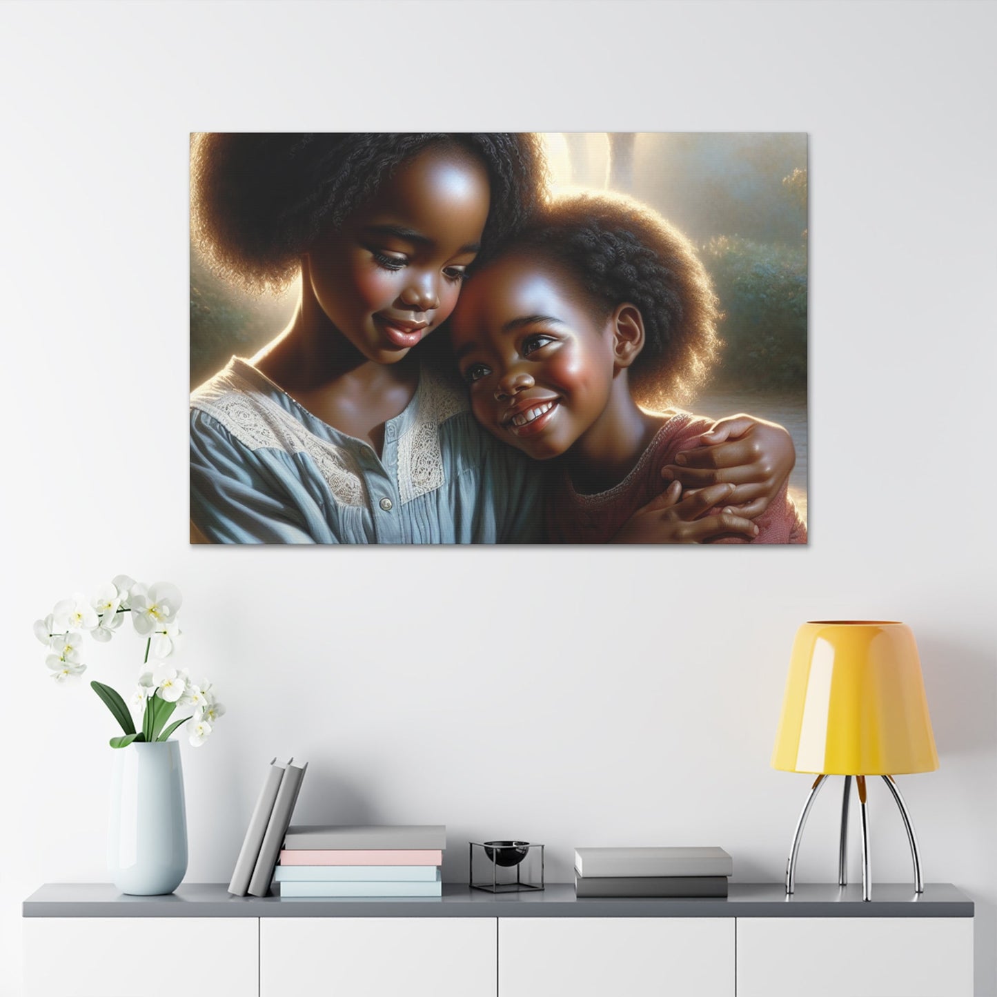 "Siblings Embracing: A Warm, Serene Affection" - Canvas - Authentic4Us