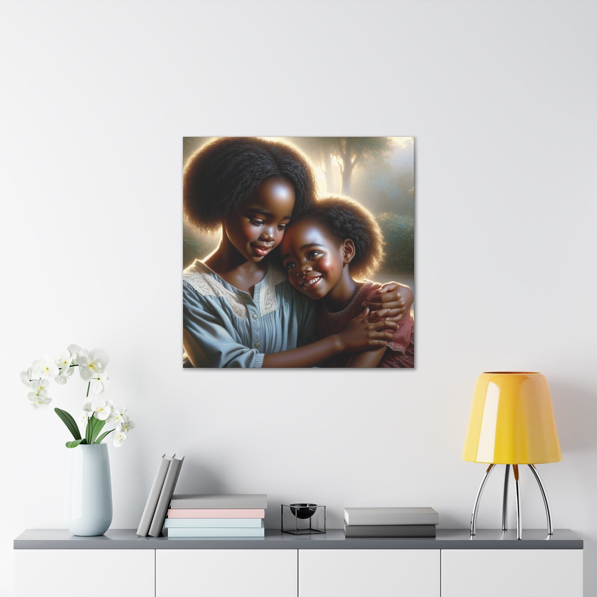 "Siblings Embracing: A Warm, Serene Affection" - Canvas - Authentic4Us