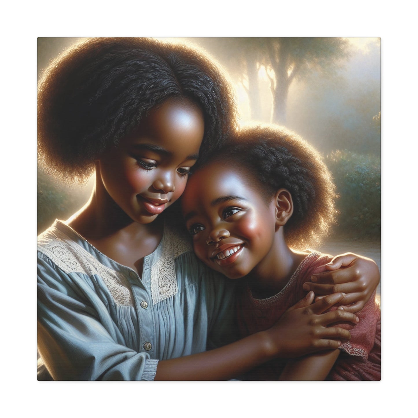 "Siblings Embracing: A Warm, Serene Affection" - Canvas - Authentic4Us