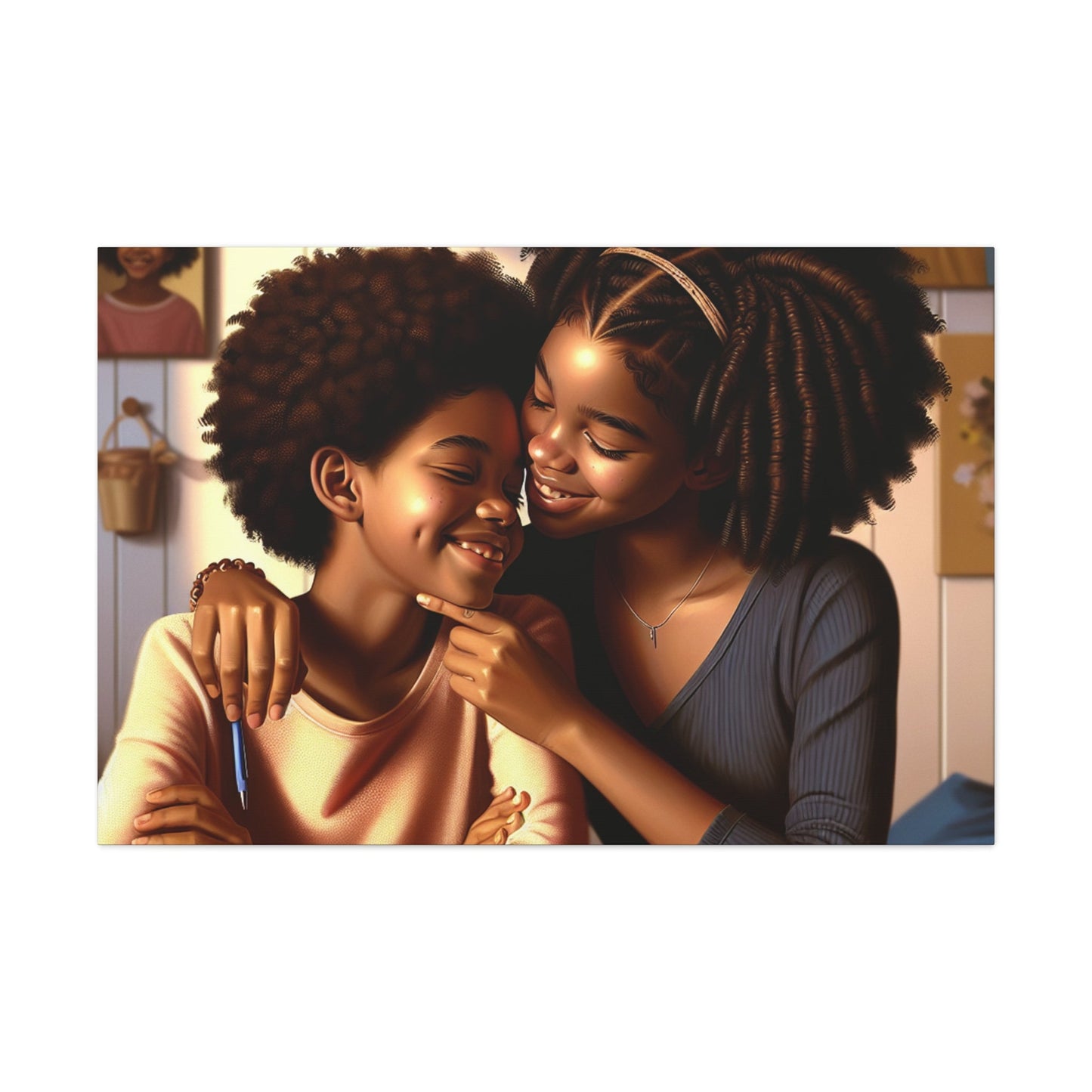 "Sisterly Affection in Warm Hues" - Canvas - Authentic4Us