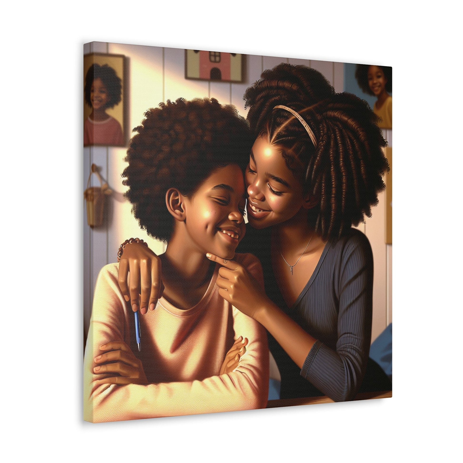 "Sisterly Affection in Warm Hues" - Canvas - Authentic4Us