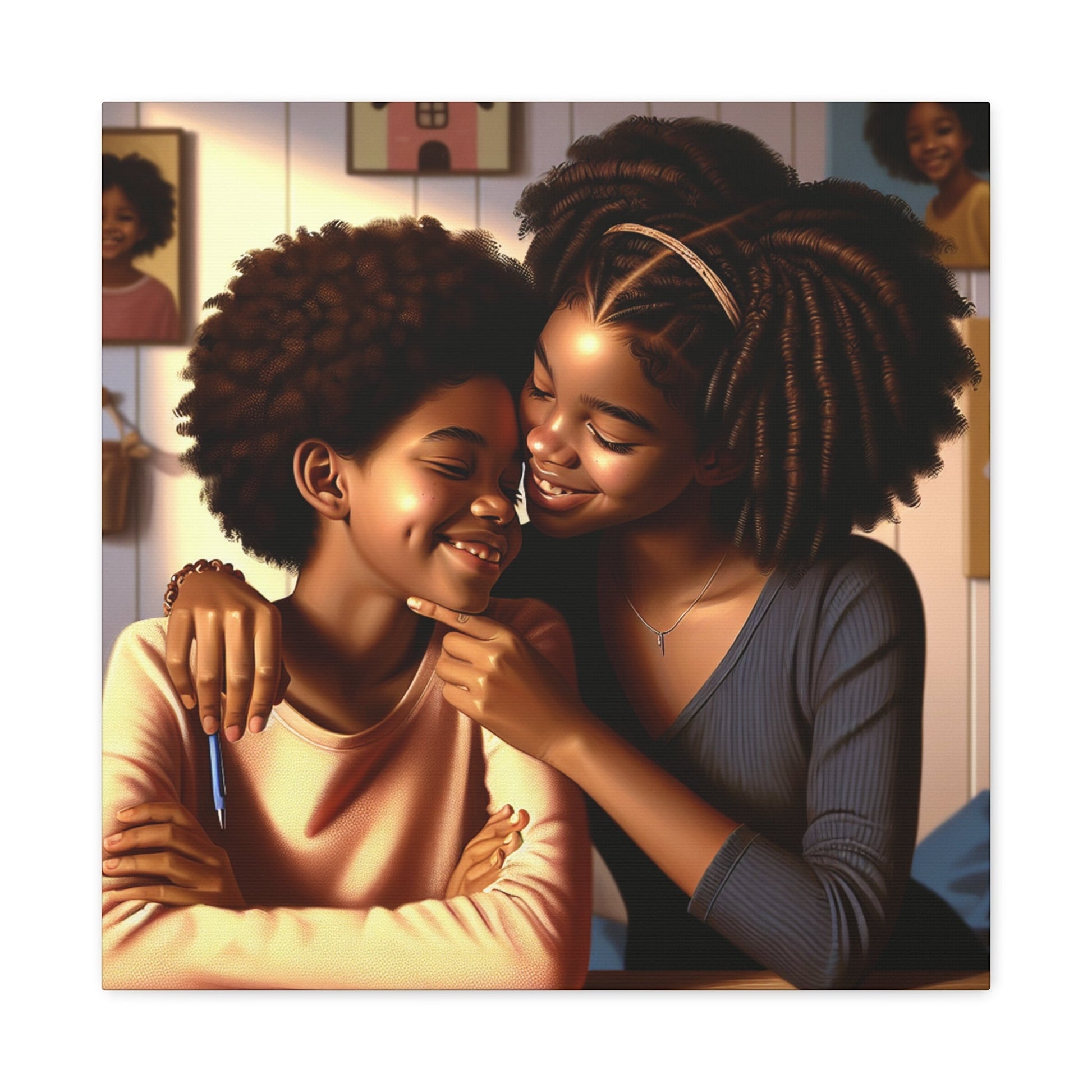 "Sisterly Affection in Warm Hues" - Canvas - Authentic4Us