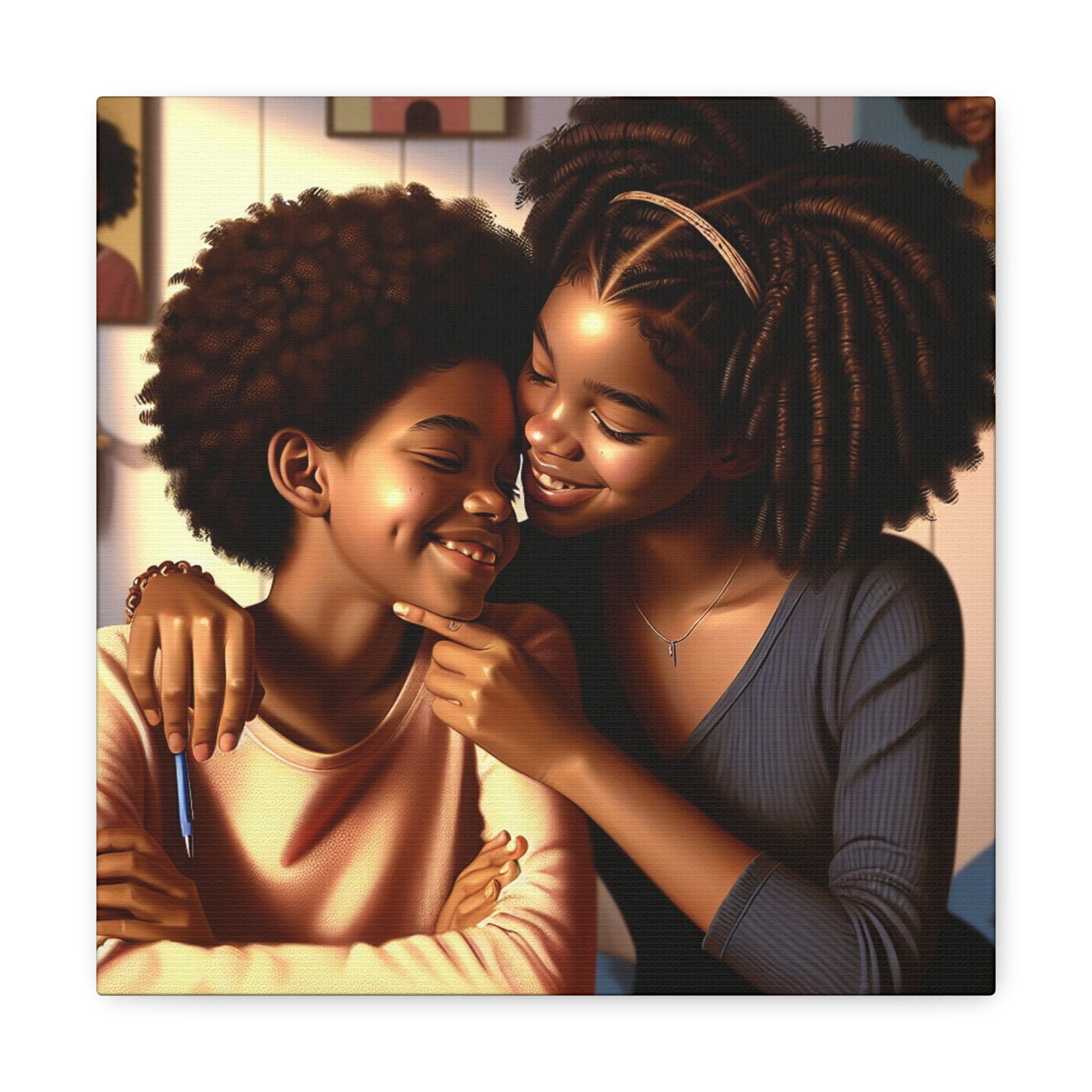 "Sisterly Affection in Warm Hues" - Canvas - Authentic4Us