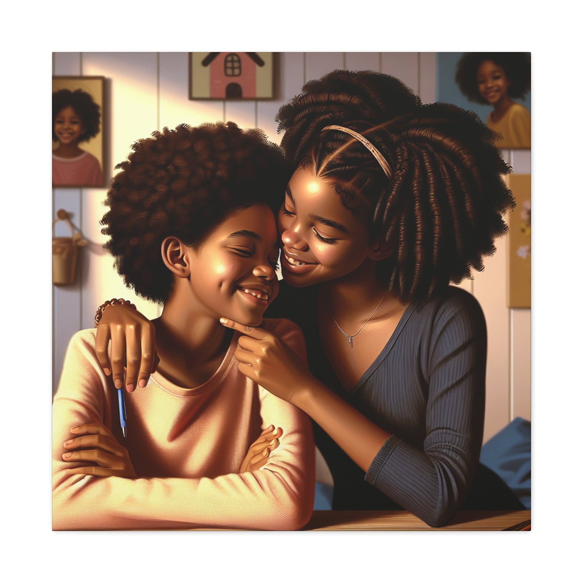 "Sisterly Affection in Warm Hues" - Canvas - Authentic4Us