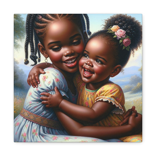 "Sisterly Serenity: A Heartwarming Embrace" - Canvas - Authentic4Us