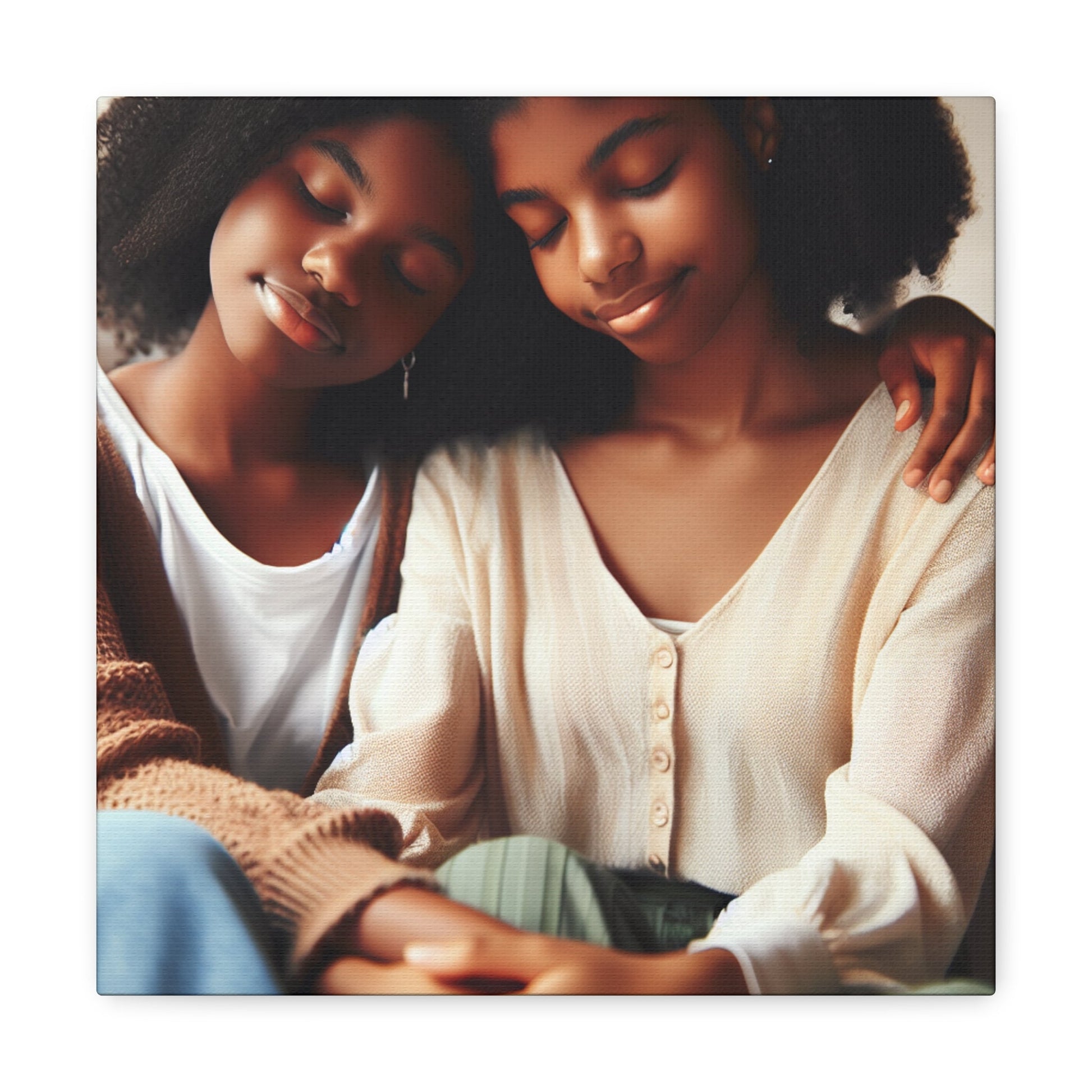 "Sisters' Serene Bond: A Snapshot" - Canvas - Authentic4Us