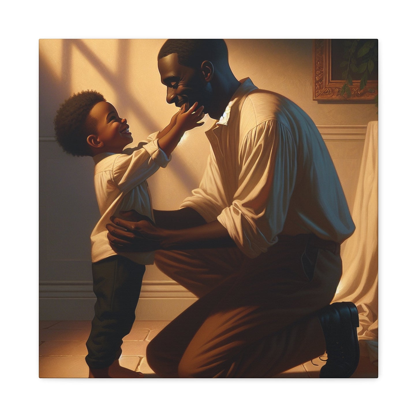 "Sunlit Affection: Father-Son Connection" - Canvas - Authentic4Us