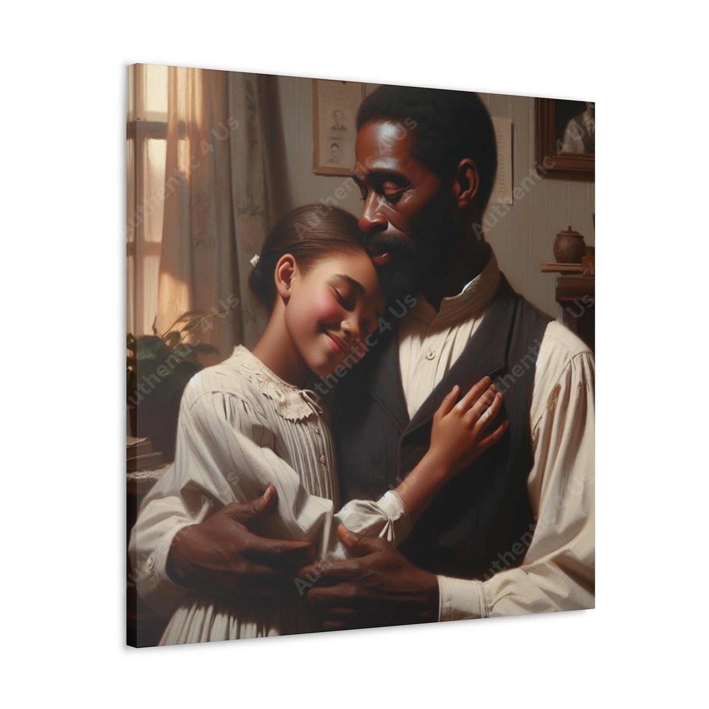 "Sunlit Serenity: Father and Daughter" - Canvas - Authentic4Us