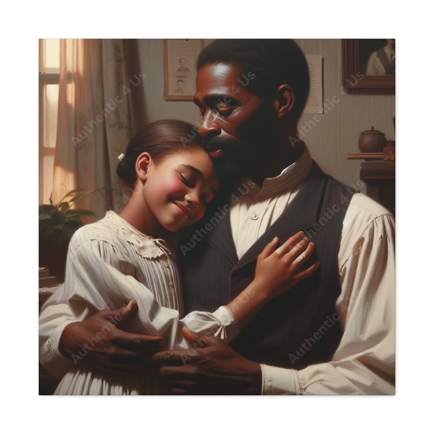 "Sunlit Serenity: Father and Daughter" - Canvas - Authentic4Us