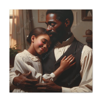 "Sunlit Serenity: Father and Daughter" - Canvas - Authentic4Us