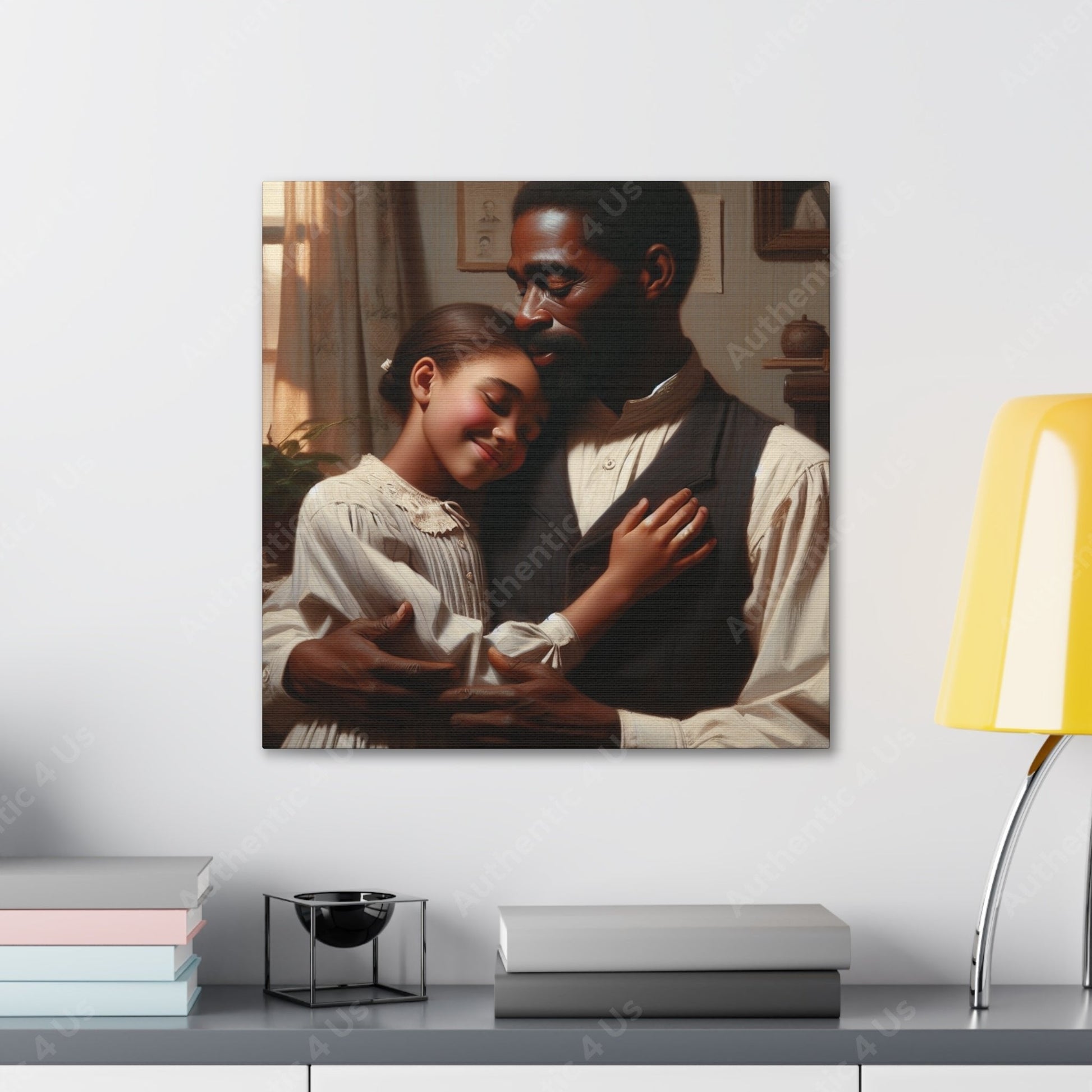 "Sunlit Serenity: Father and Daughter" - Canvas - Authentic4Us