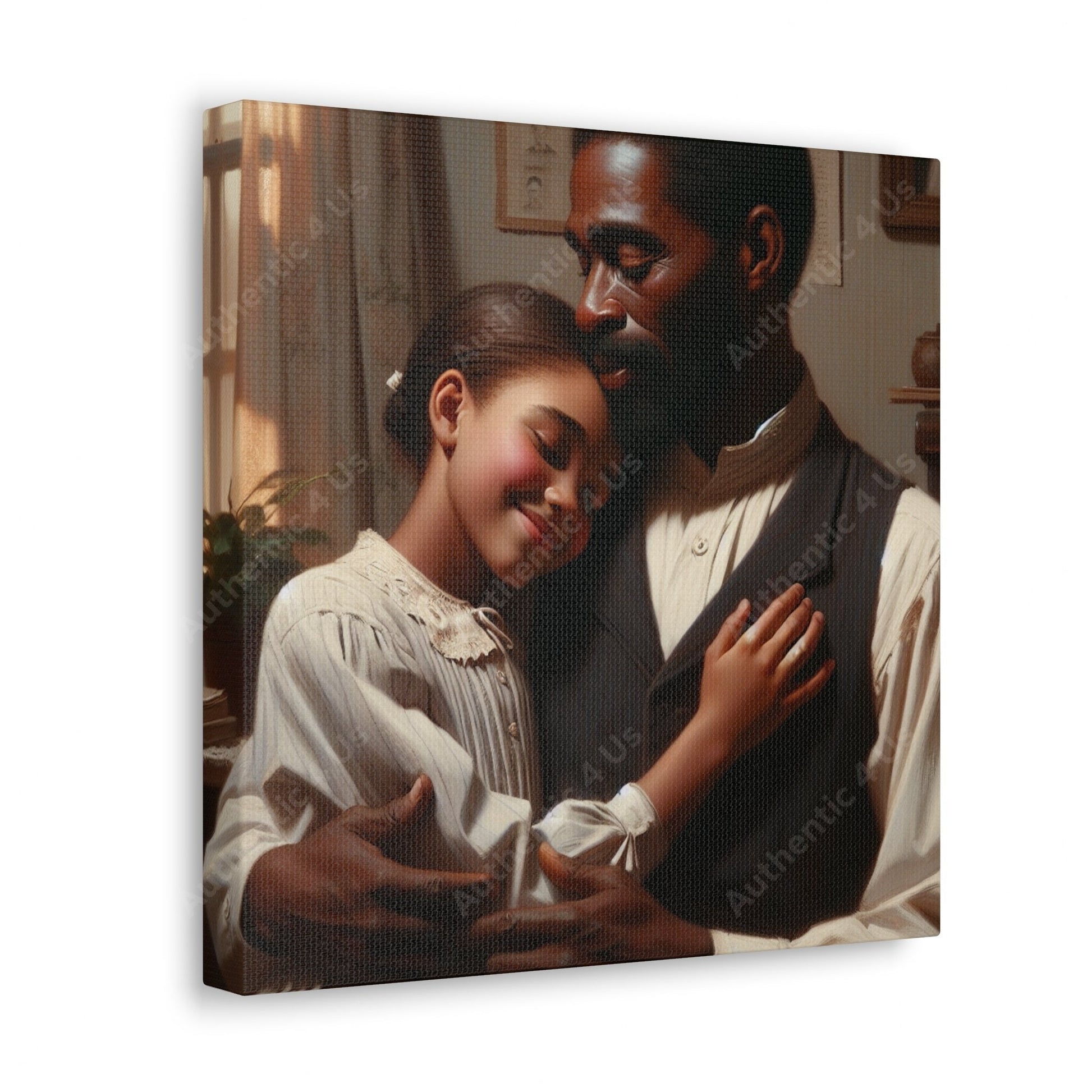 "Sunlit Serenity: Father and Daughter" - Canvas - Authentic4Us