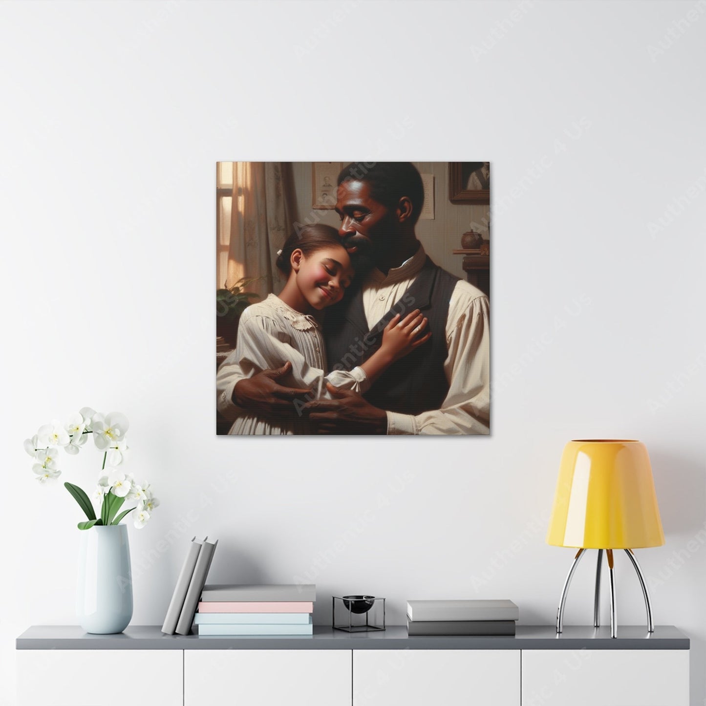 "Sunlit Serenity: Father and Daughter" - Canvas - Authentic4Us