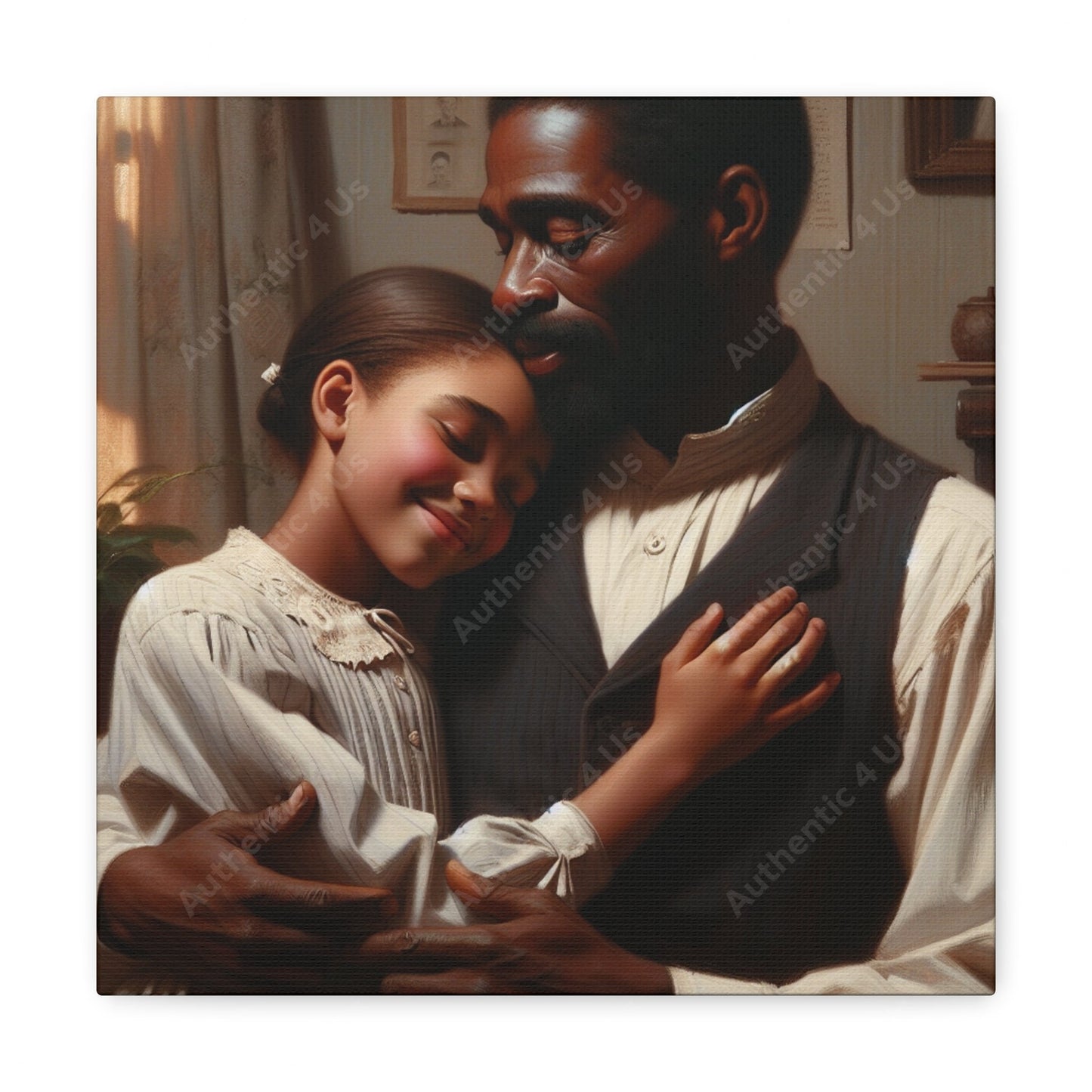 "Sunlit Serenity: Father and Daughter" - Canvas - Authentic4Us