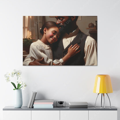 "Sunlit Serenity: Father and Daughter" - Canvas - Authentic4Us