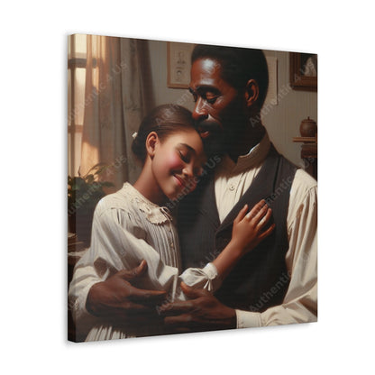 "Sunlit Serenity: Father and Daughter" - Canvas - Authentic4Us