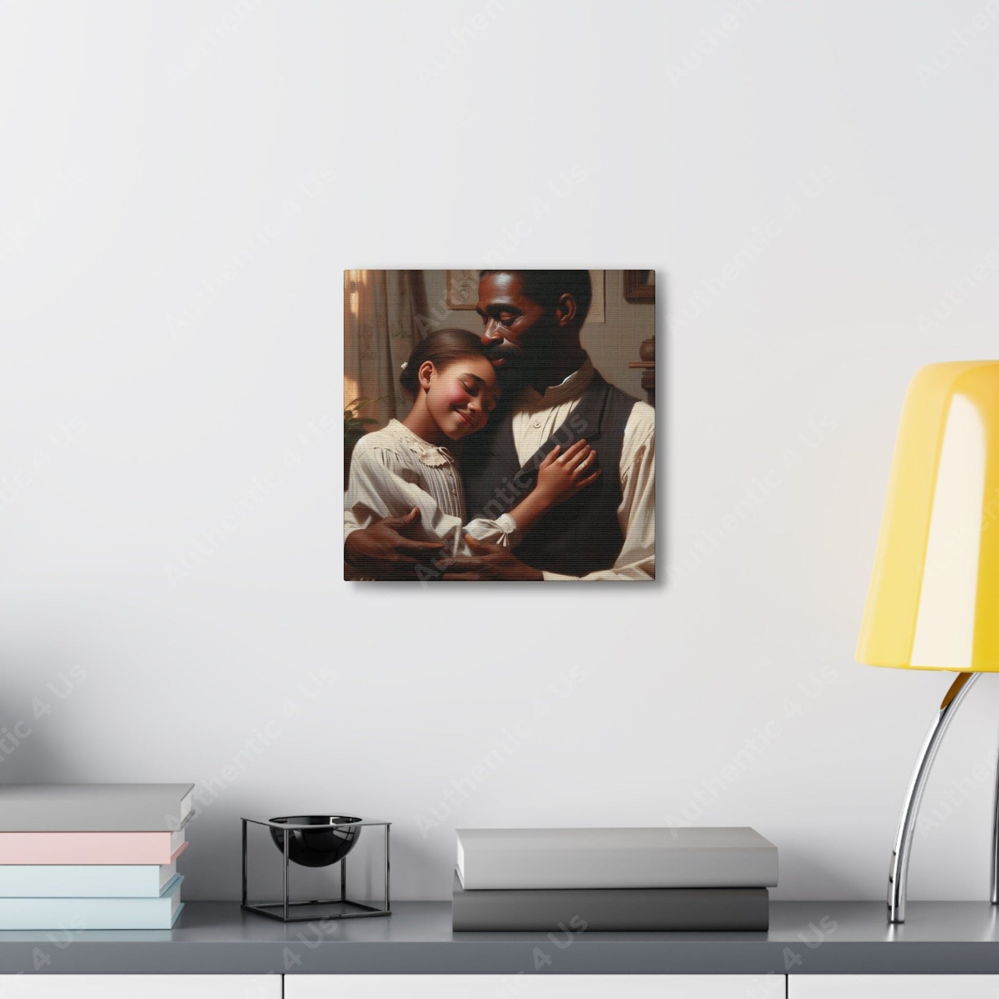 "Sunlit Serenity: Father and Daughter" - Canvas - Authentic4Us