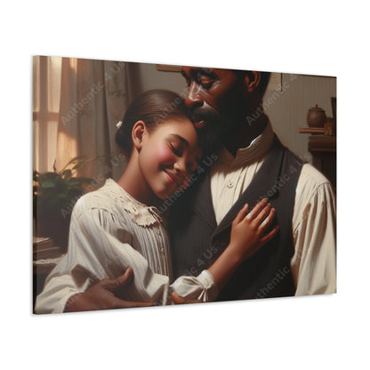 "Sunlit Serenity: Father and Daughter" - Canvas - Authentic4Us