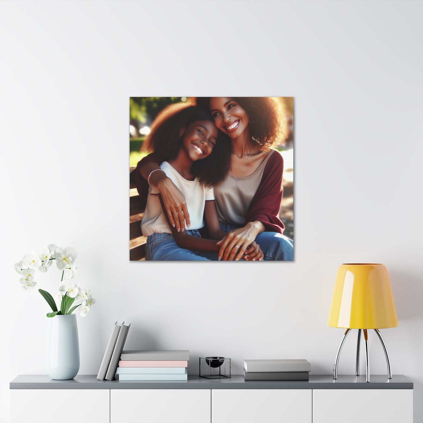 "Sunny Serenity: Mother-Daughter Bond" - Canvas - Authentic4Us