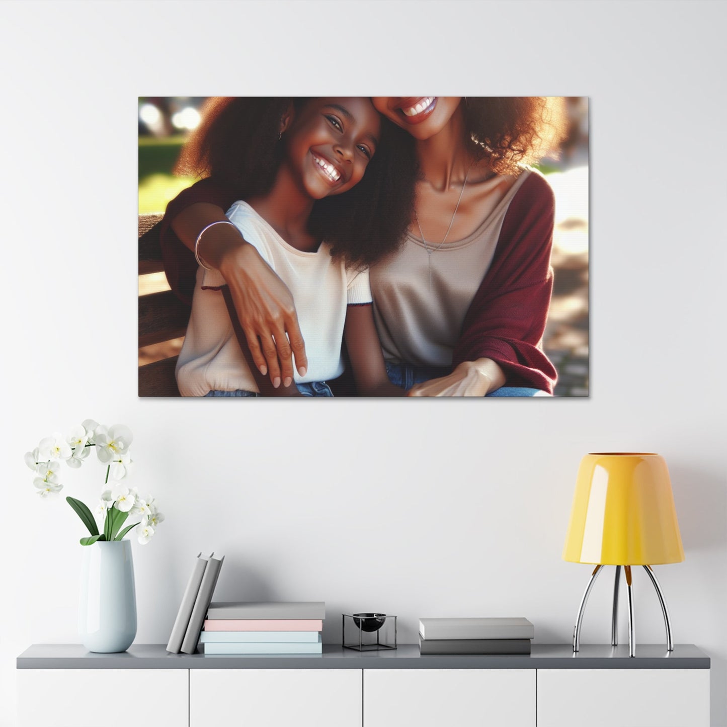 "Sunny Serenity: Mother-Daughter Bond" - Canvas - Authentic4Us