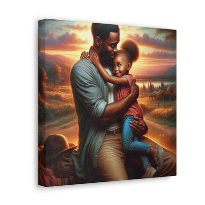 "Sunset Embrace: Father and Daughter" - Canvas - Authentic4Us