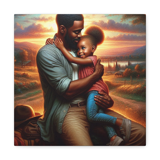 "Sunset Embrace: Father and Daughter" - Canvas - Authentic4Us