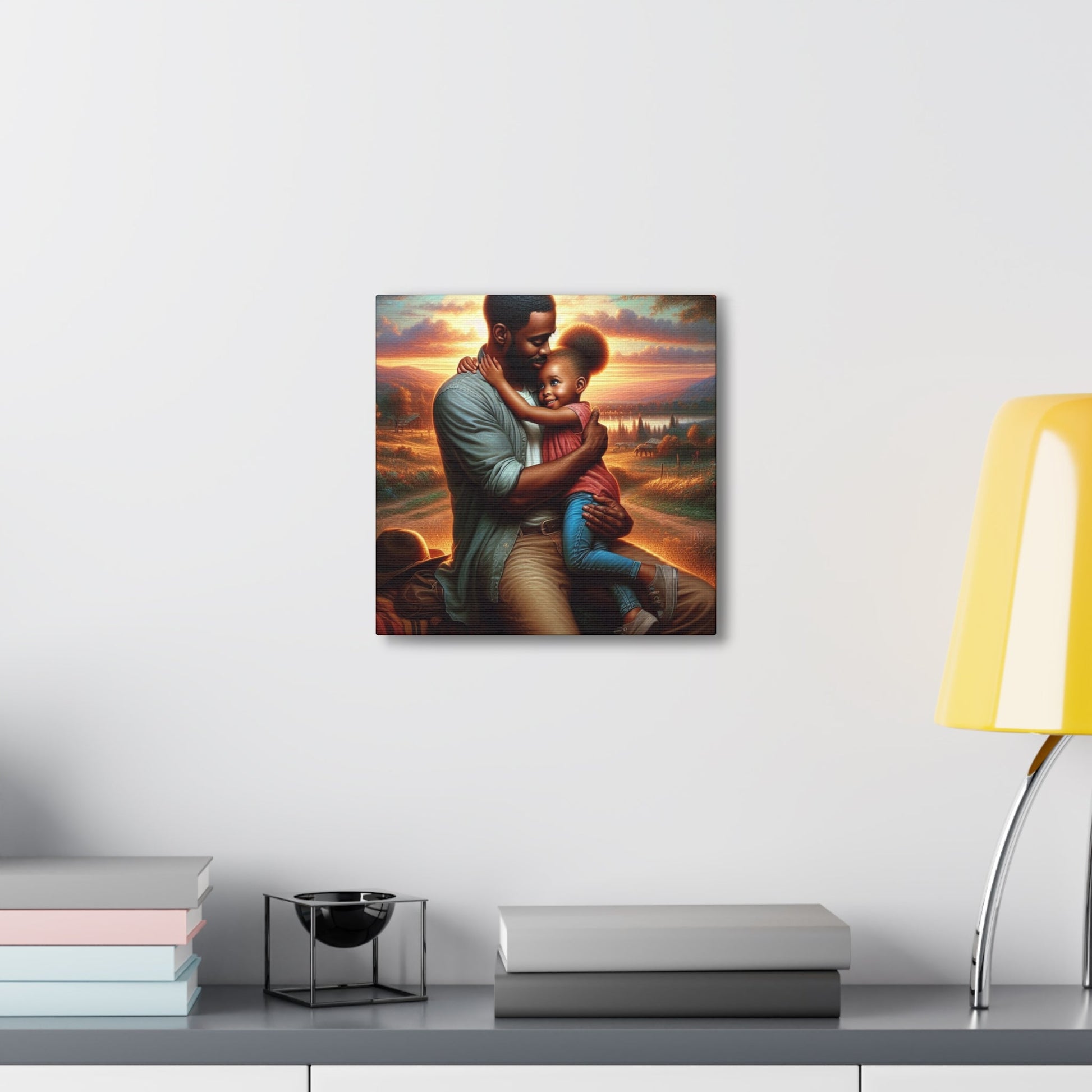 "Sunset Embrace: Father and Daughter" - Canvas - Authentic4Us